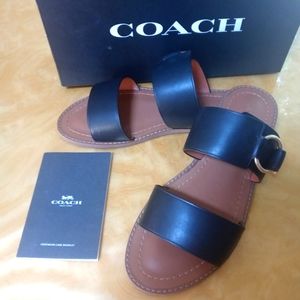 Coach Hallie Slandals. Size 10 black leather